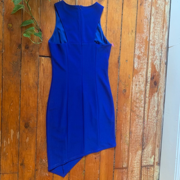 Royal blue asymmetrical sheath dress - Picture 2 of 4